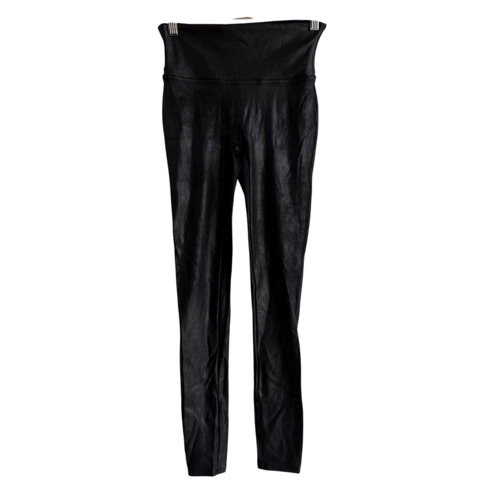 Spanx Women’s Faux Leather Black Compression Leggings Size S Athleisure Active - Picture 1 of 9